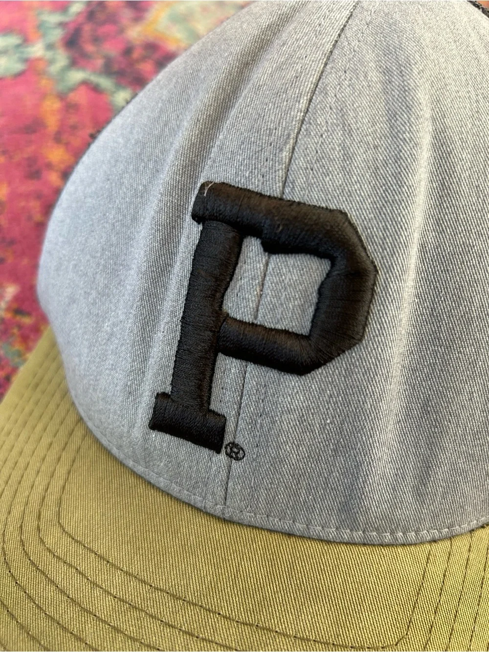 Portland Gear | Unisex Grey/Black ‘P’ Trucker Hat Olive Bill Adjustable Back OS